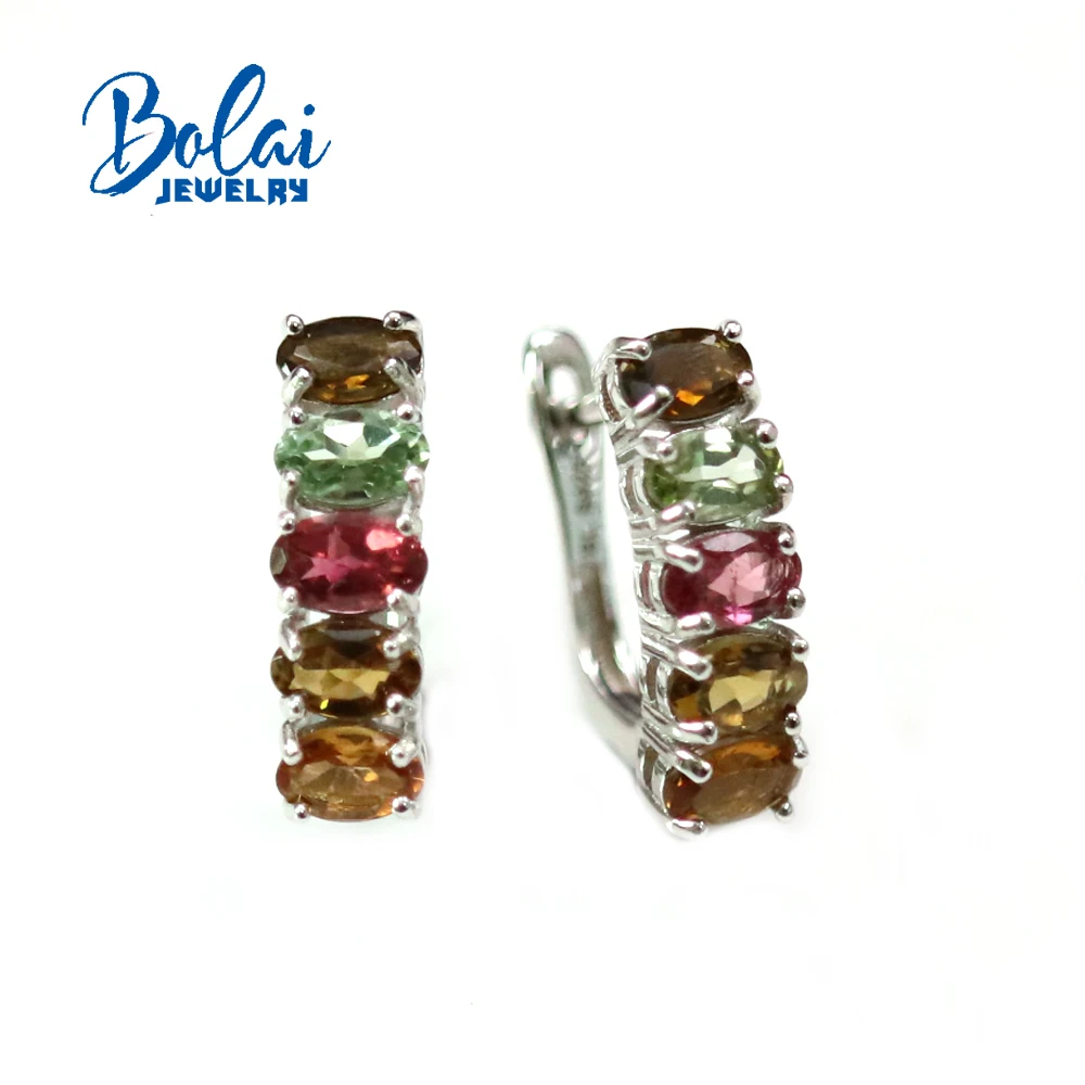 Bolaijewelry New Natural Tourmaline Oval 3*5mm Ring Earrings Set Simple Light Luxury Women Daily Wear Boutique Jewelry