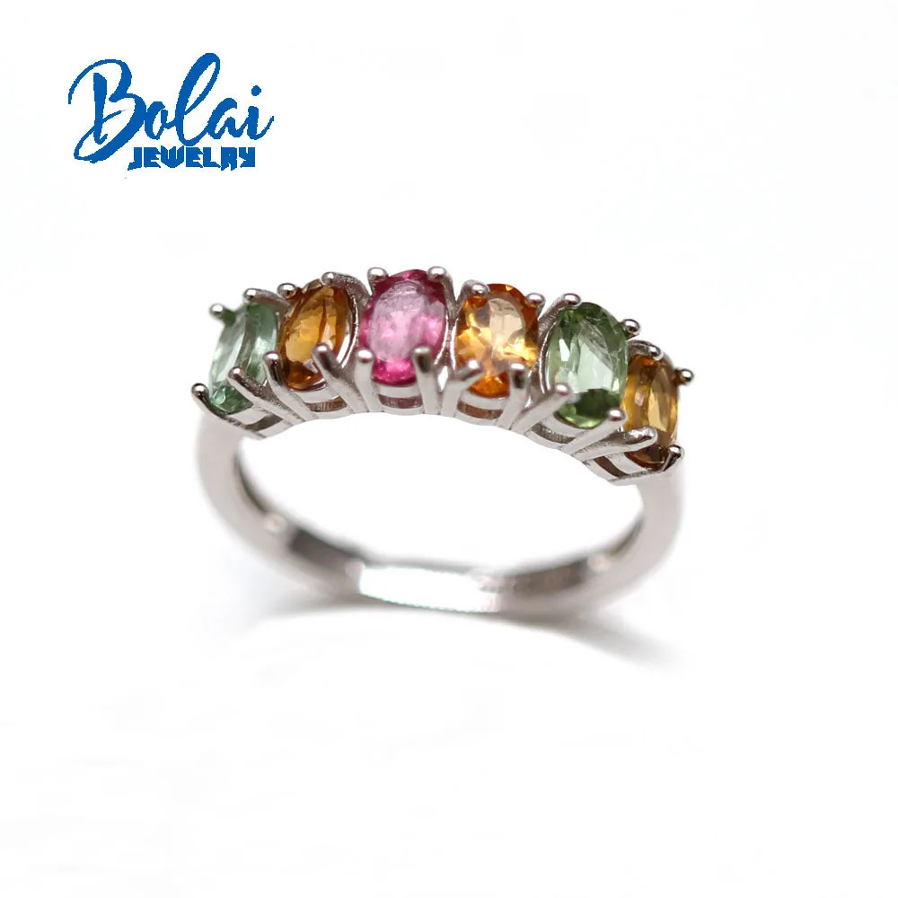 Bolaijewelry New Natural Tourmaline Oval 3*5mm Ring Earrings Set Simple Light Luxury Women Daily Wear Boutique Jewelry