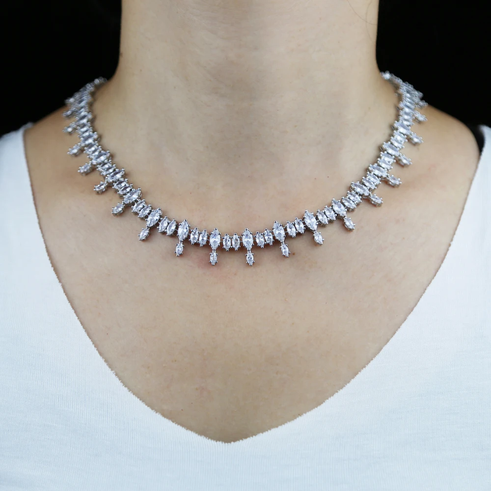 2025 New Iced Out Bling 5A CZ Tennis Choker Necklace For Women Fashion Sparking Oval Shape Cubic Zirconia Multi Layers Jewelry