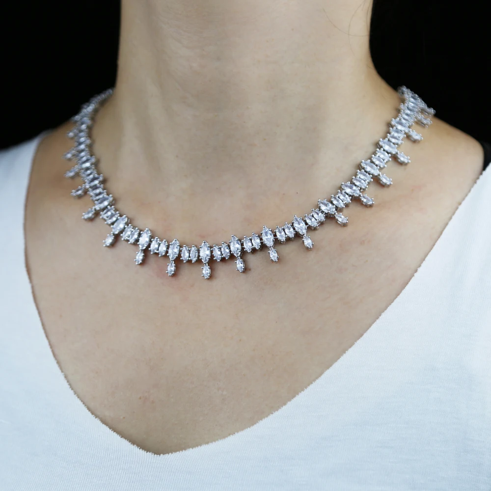 2025 New Iced Out Bling 5A CZ Tennis Choker Necklace For Women Fashion Sparking Oval Shape Cubic Zirconia Multi Layers Jewelry