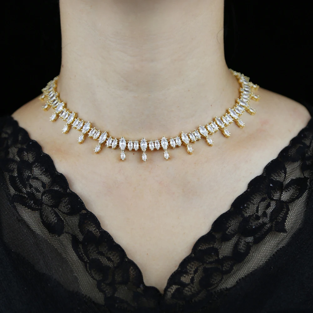 2025 New Iced Out Bling 5A CZ Tennis Choker Necklace For Women Fashion Sparking Oval Shape Cubic Zirconia Multi Layers Jewelry