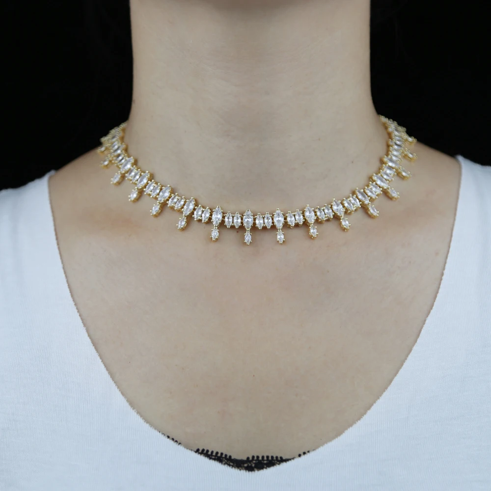 2025 New Iced Out Bling 5A CZ Tennis Choker Necklace For Women Fashion Sparking Oval Shape Cubic Zirconia Multi Layers Jewelry