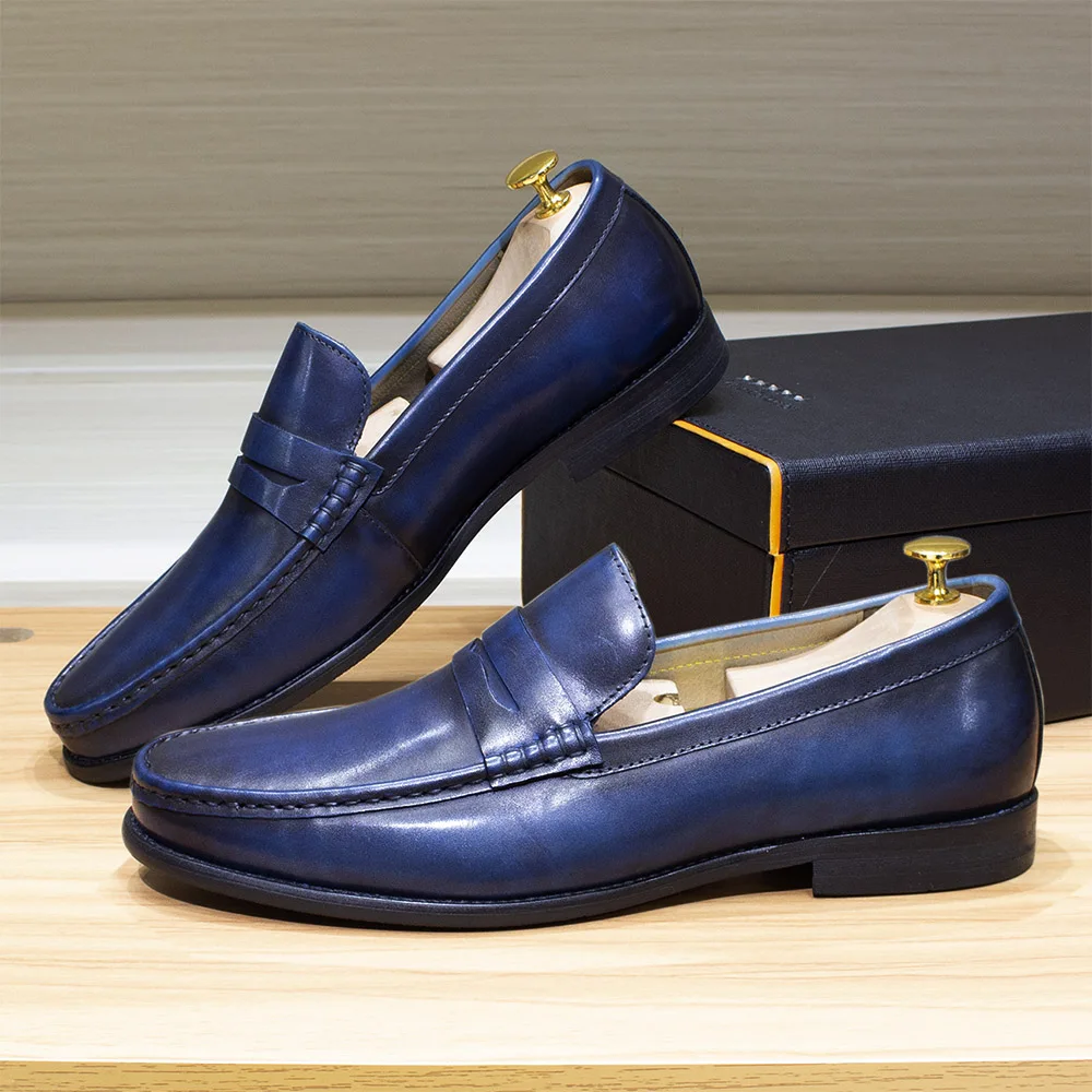 Luxury Genuine Leather Men's Penny Loafers Casual Office Business Dress Shoes Fashion Party Wedding Formal Male Footwear