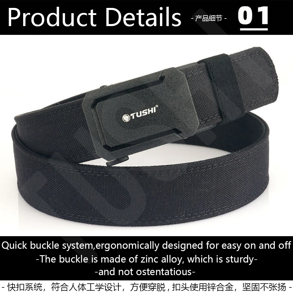 TUSHI Army Tactical Belt Quick Release Military Airsoft Training Molle Belt Outdoor Shooting Hiking Hunting Sports Belt