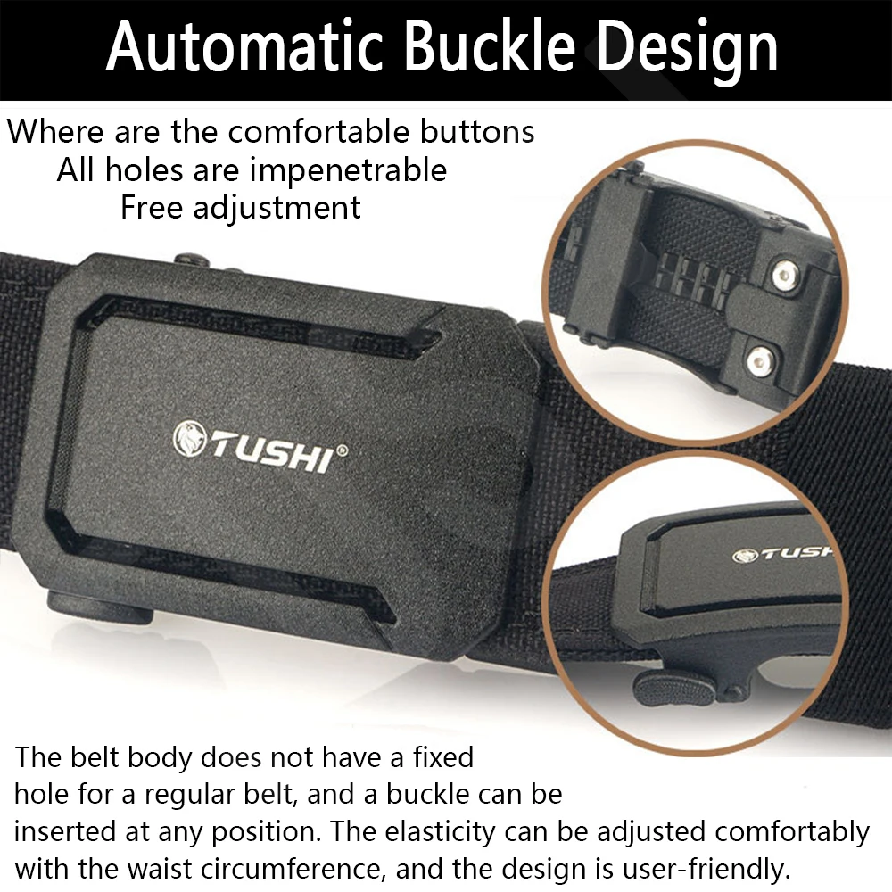 TUSHI Army Tactical Belt Quick Release Military Airsoft Training Molle Belt Outdoor Shooting Hiking Hunting Sports Belt