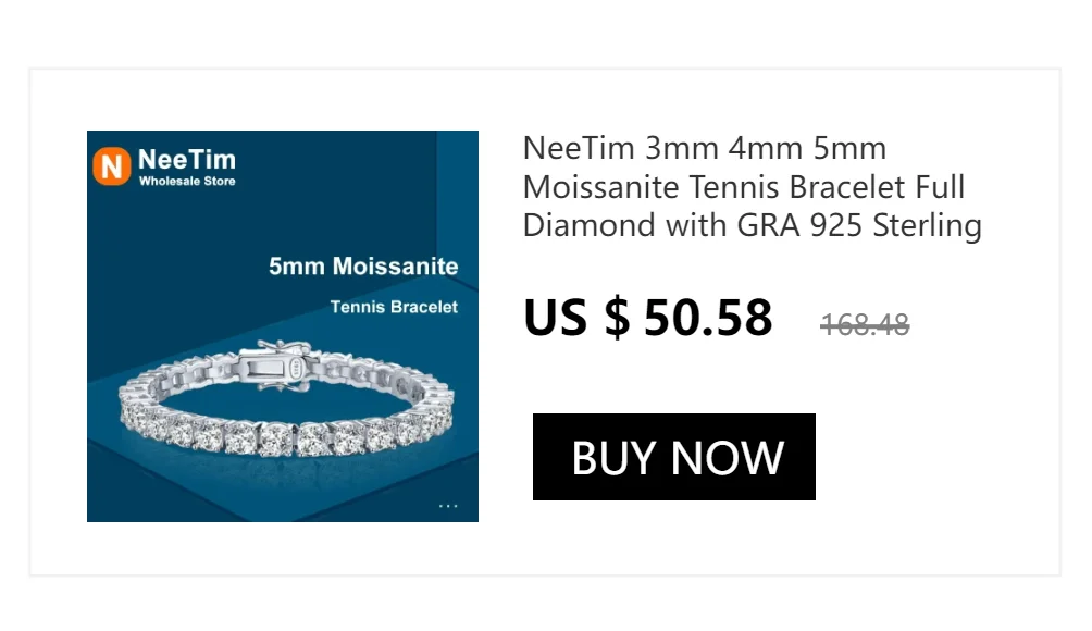 NeeTim 1CT Moissanite Sparkling Necklace For Woman Pendant 925 Silver Plated with White Gold Chains Party Bridal Fine Jewelry