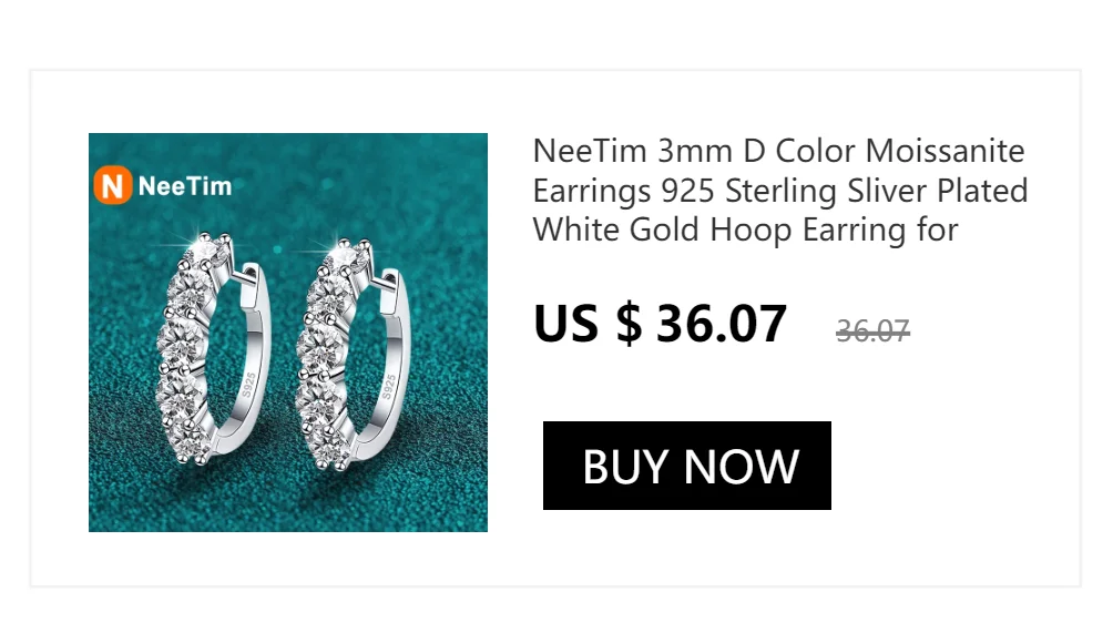 NeeTim 1CT Moissanite Sparkling Necklace For Woman Pendant 925 Silver Plated with White Gold Chains Party Bridal Fine Jewelry