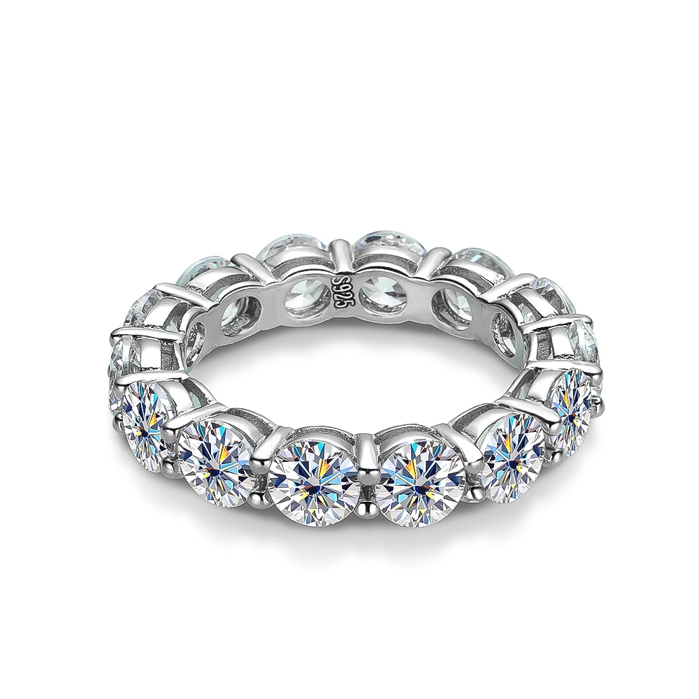 Knobspin 5mm 7ct D Color Moissanite Ring 925 Sliver Plated with White Gold Wedding Band Eternity Band Engagement Rings For Women