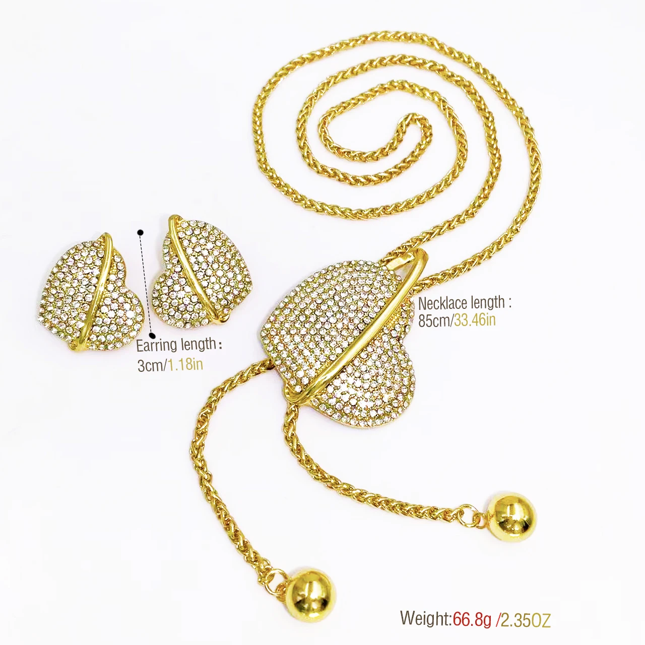 Gold Color Necklace Earrings Set For Women Unique Choker Pendant Earrings 3Pcs Set Jewelry Quality Accessories Free Shipping