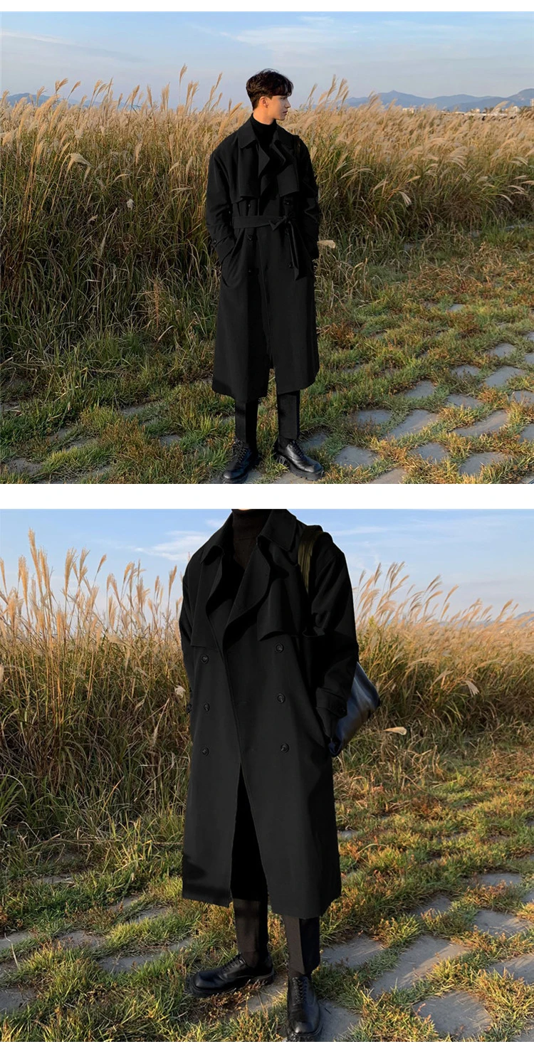 Trench Coat Brand New Spring Trench Korean Men's Fashion Overcoat Male Long Windbreaker Streetwear Men Coat Outer Wear Clothing