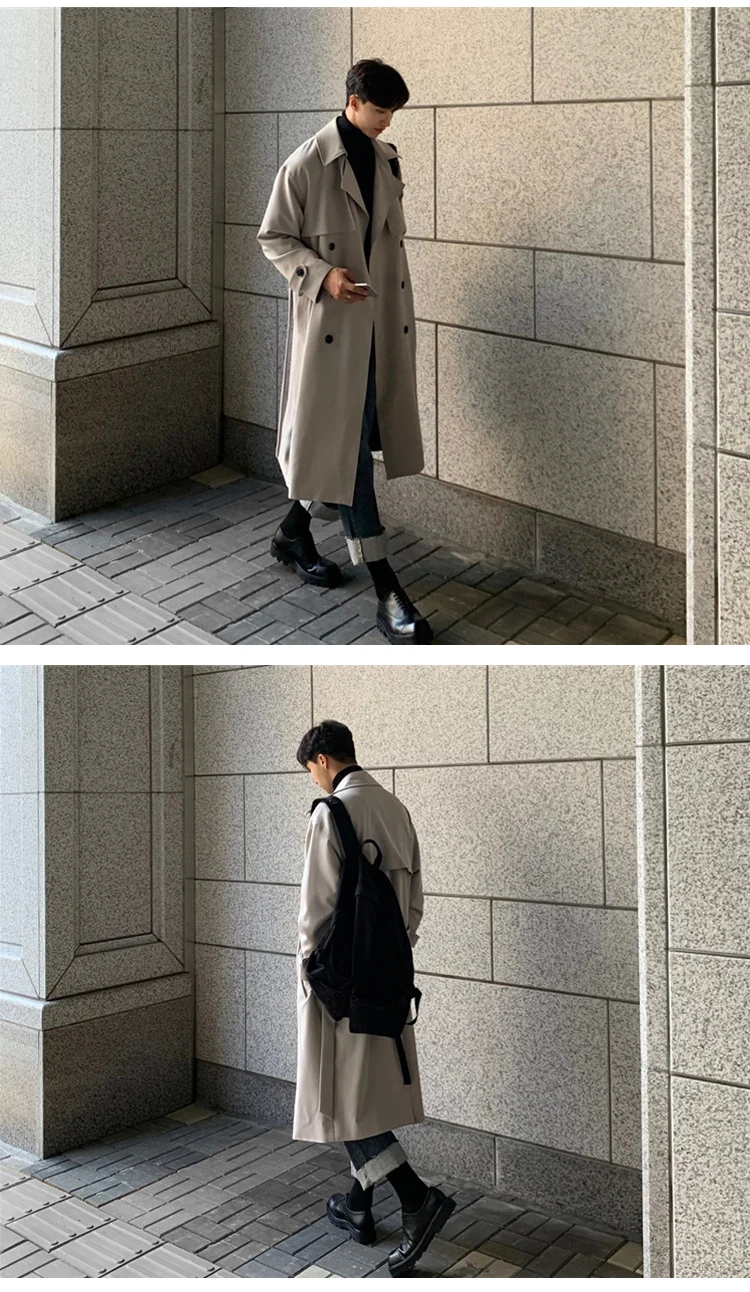Trench Coat Brand New Spring Trench Korean Men's Fashion Overcoat Male Long Windbreaker Streetwear Men Coat Outer Wear Clothing