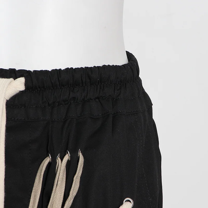 TWOTWINSTYLE Cross Black Pants For Women High Waist Bandage Casual Streetwear Trousers Female Fashion New Clothing 2024 Style