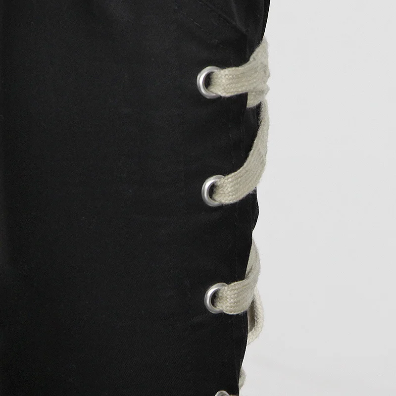 TWOTWINSTYLE Cross Black Pants For Women High Waist Bandage Casual Streetwear Trousers Female Fashion New Clothing 2024 Style
