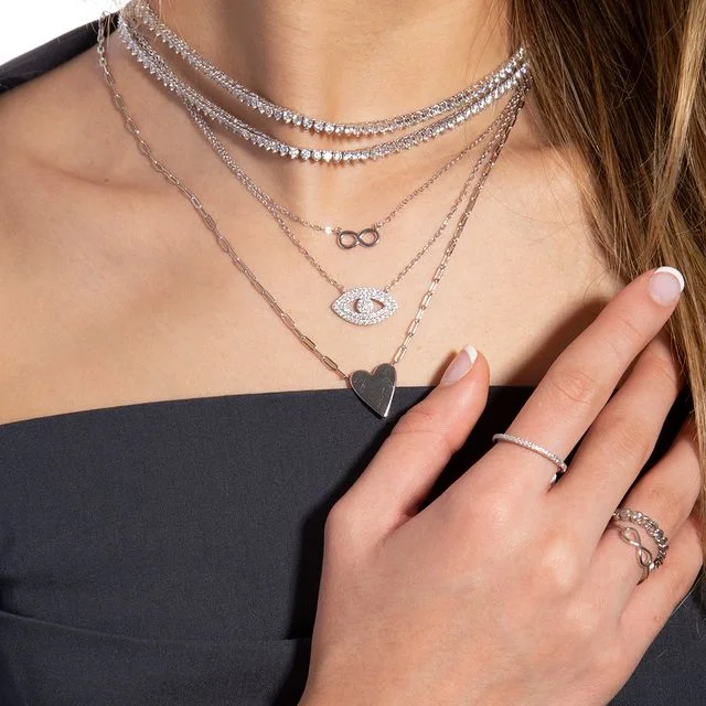 3MM 3 Prong CZ Tennis Chain Necklace For Women Iced Out Bling 5A Cubic Zirconia Classic Female Choker 16" 18"