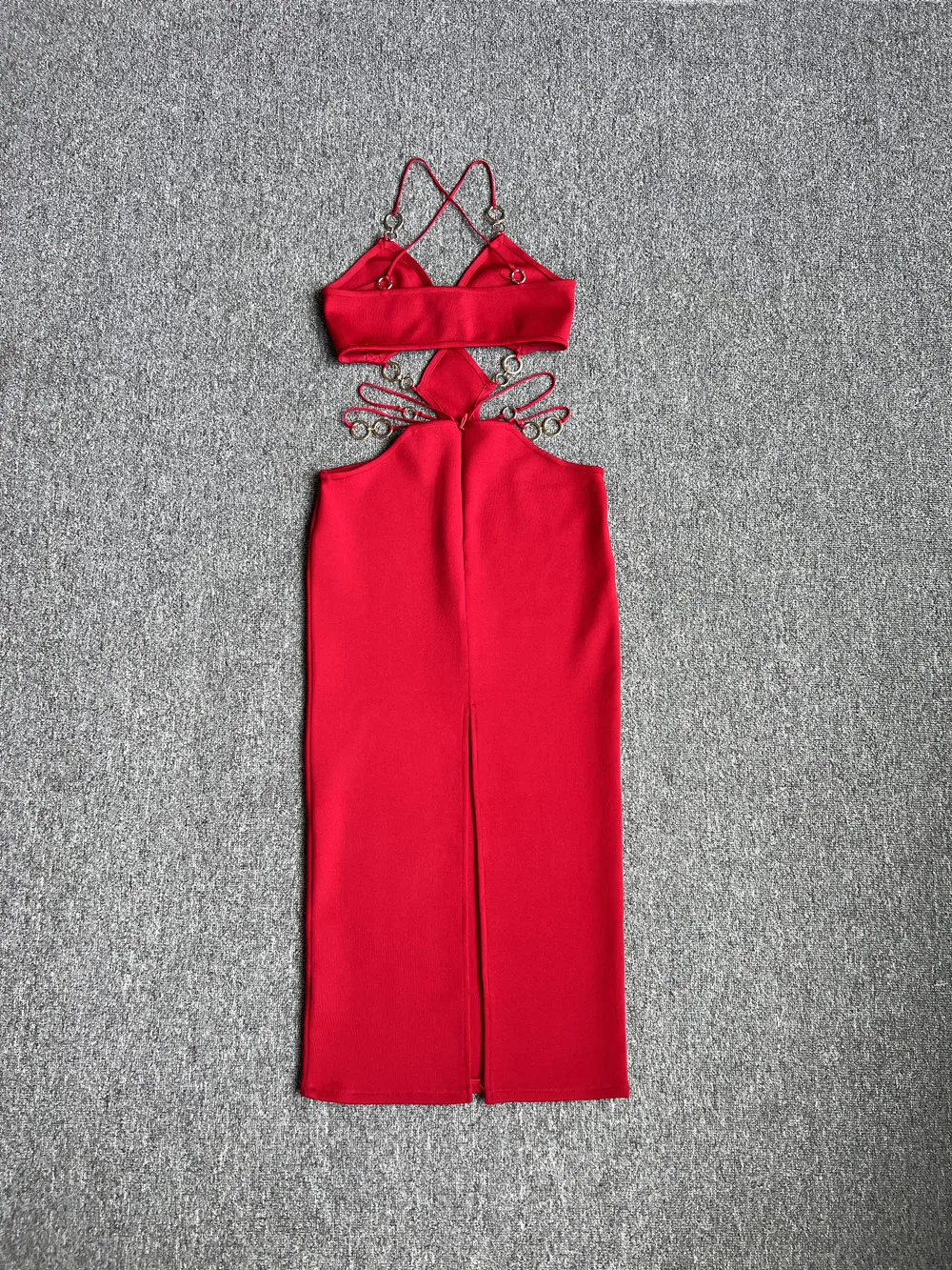 Red Black Color Women Sleeveless Sexy Strap V-Neck Keyholes Bodycon Long Bandage Dress Fashion Celebrate Nightclub Party Dress