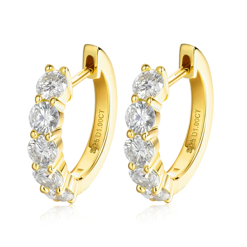 Smyoue Each 0.2CT 3.5mm Certified All Moissanite Hoop Earrings for Women Classic Sparkly Bridal Jewelry Pure 925 Plated 18K