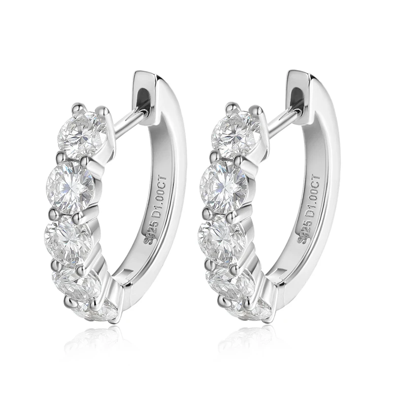Smyoue Each 0.2CT 3.5mm Certified All Moissanite Hoop Earrings for Women Classic Sparkly Bridal Jewelry Pure 925 Plated 18K