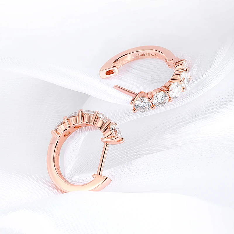 Smyoue Each 0.2CT 3.5mm Certified All Moissanite Hoop Earrings for Women Classic Sparkly Bridal Jewelry Pure 925 Plated 18K
