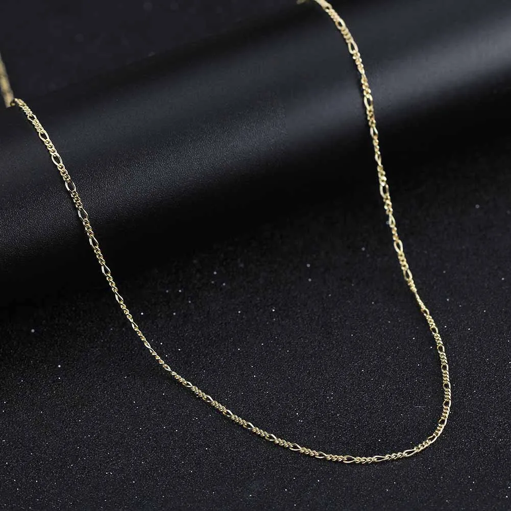 ORSA JEWELS 14K Gold 925 Sterling Silver Diamond-Cut Figaro Link Chain Necklace for Women Classic Necklace Party Jewelry SC27