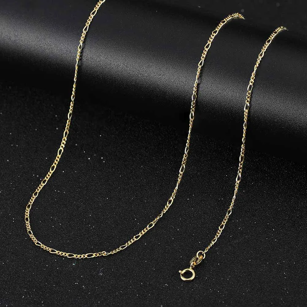 ORSA JEWELS 14K Gold 925 Sterling Silver Diamond-Cut Figaro Link Chain Necklace for Women Classic Necklace Party Jewelry SC27