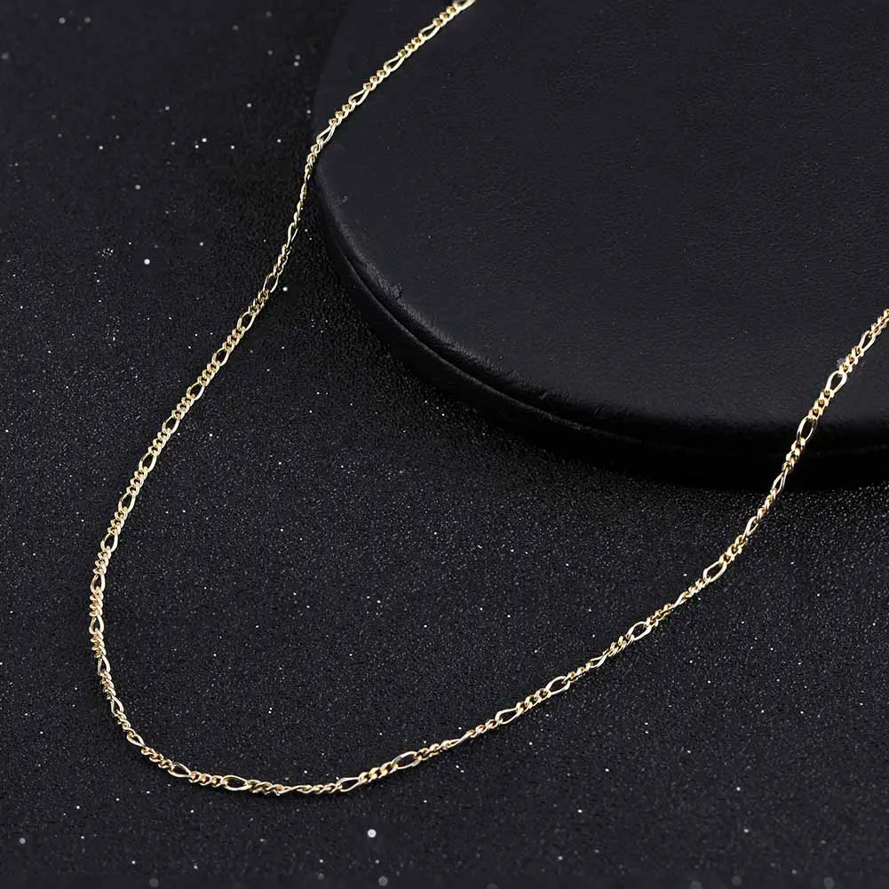 ORSA JEWELS 14K Gold 925 Sterling Silver Diamond-Cut Figaro Link Chain Necklace for Women Classic Necklace Party Jewelry SC27