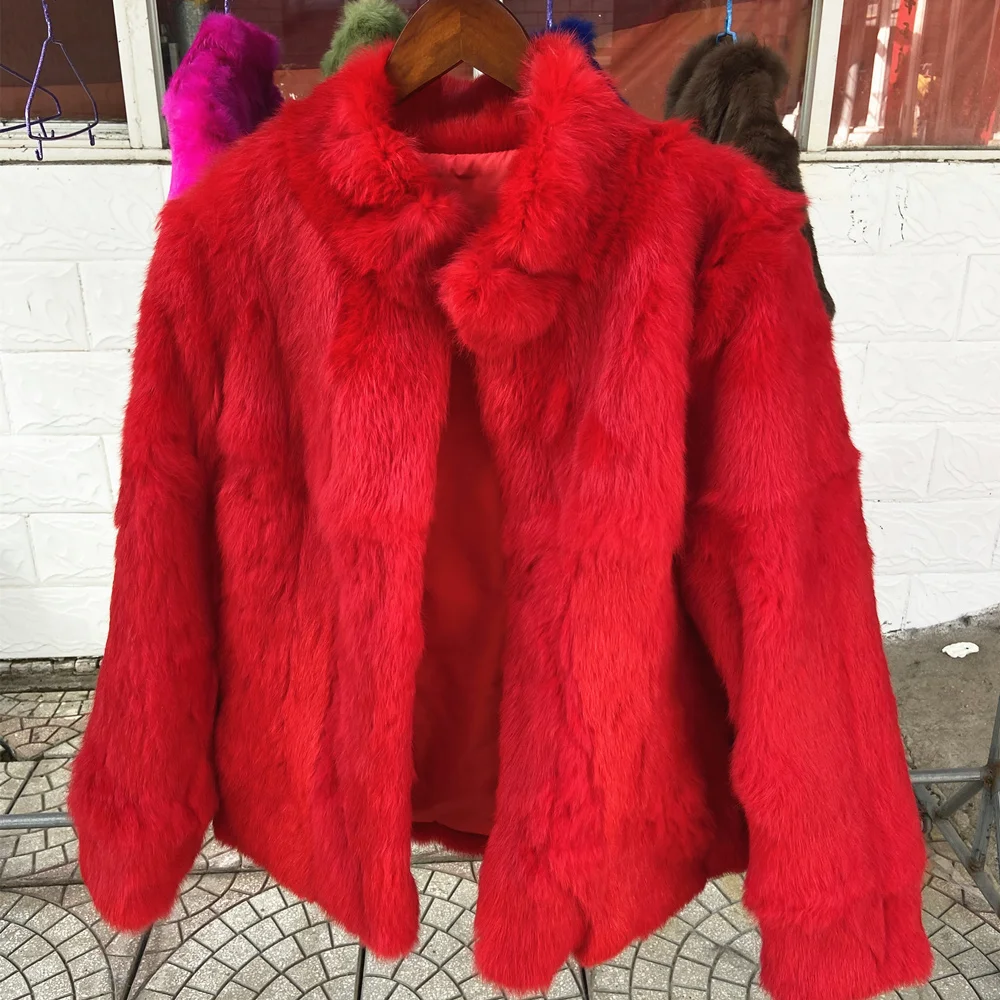 QUEENTINA Real Rabbit Fur Coat Woman Luxury Fashion Leather Autumn Winter Jacket Whole Skin 2023 For Female Natural Feather