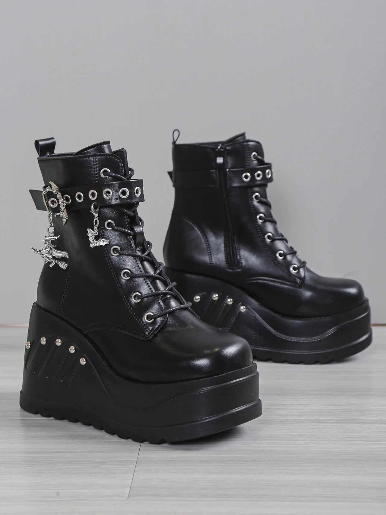 2024 New Boots for Women Fashion Hot Sale Punk Goth Platform Heels Wedge Women's Boots Casual Goth Punk Size 43 Women's Shoes
