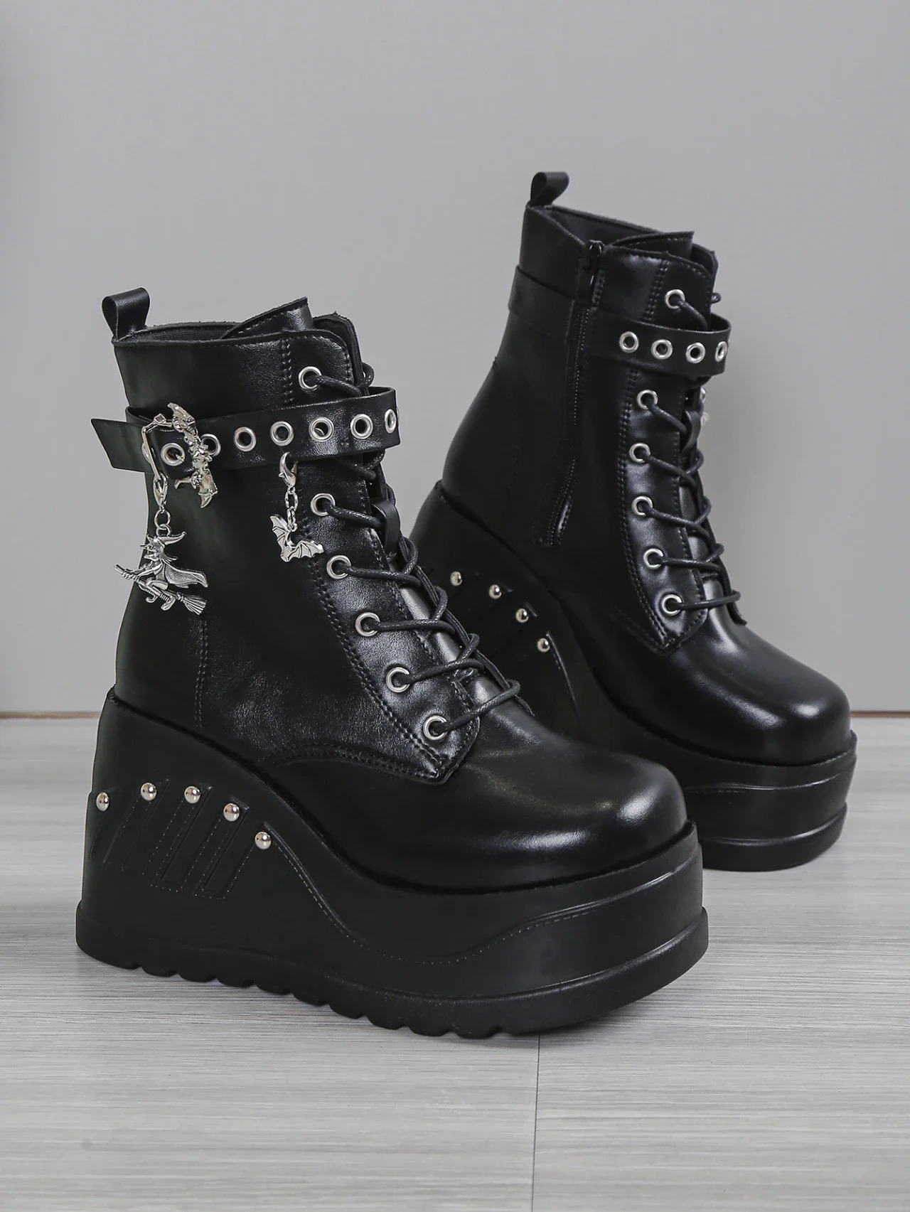 2024 New Boots for Women Fashion Hot Sale Punk Goth Platform Heels Wedge Women's Boots Casual Goth Punk Size 43 Women's Shoes