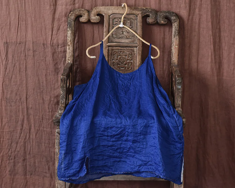 Women Loose Thin Cool Ramie Camis Female Solid Color Summer Sleeveless Top Mujer Ladies Vintage Spaghetti Strap Camis Tank