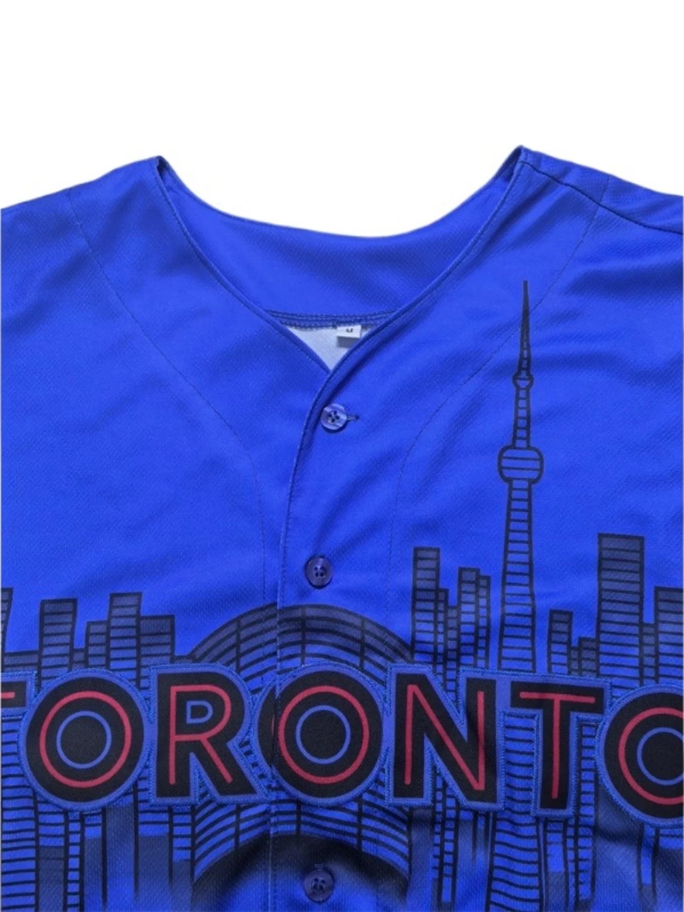 Customized Name And Number Men's Embroidery Baseball Jersey Toronto Black V-Neck Personalized Short Sleeve Button Down Shirts