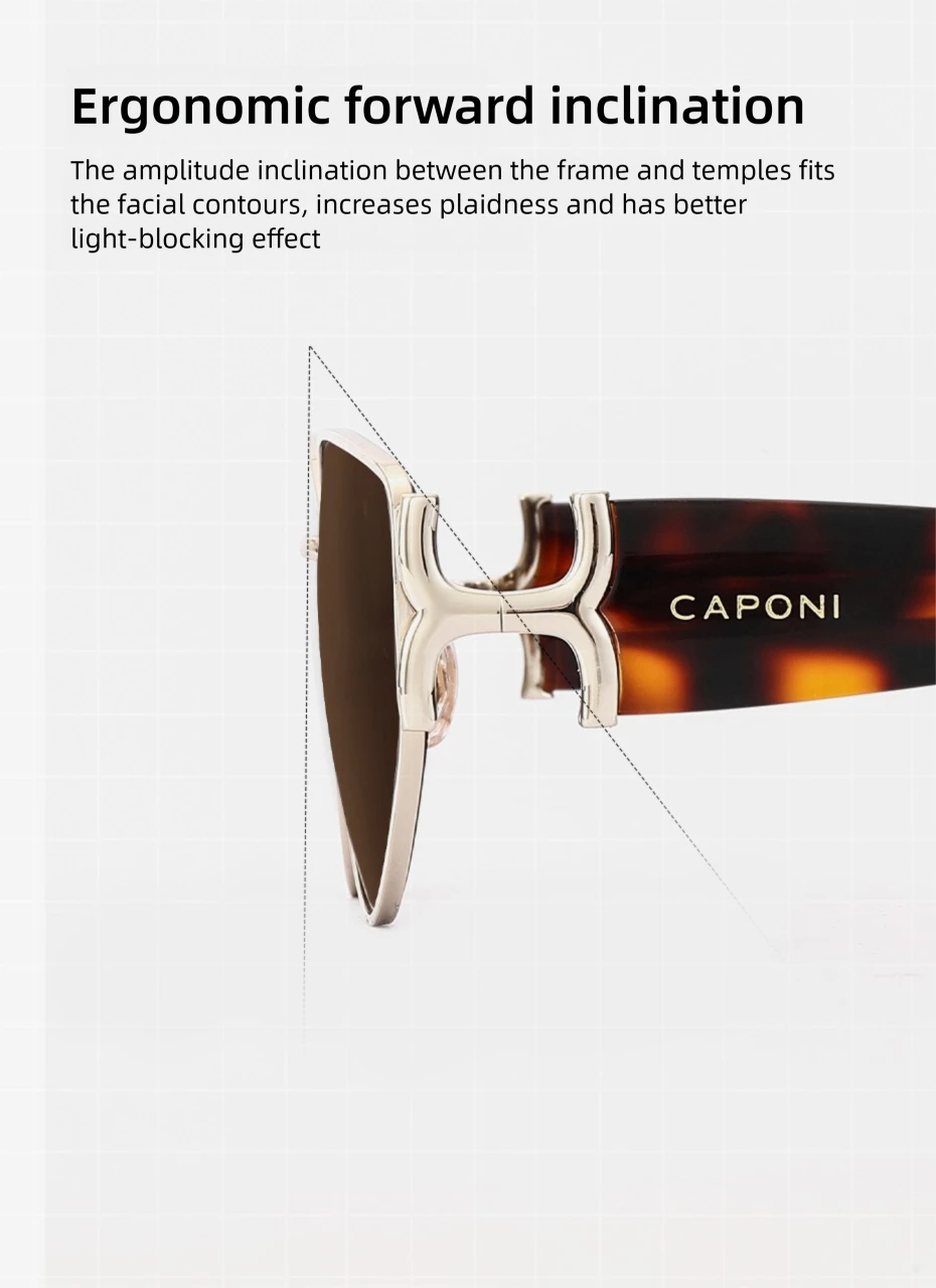 CAPONI Luxury Women Polarized Sunglasses Vintage Acetate Outdoor Original Design Eyewear UV400 Protection Brown Shade CP34020