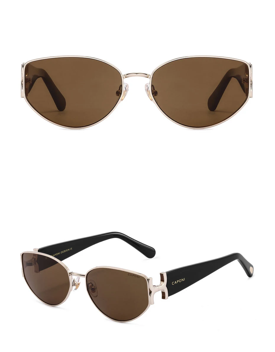 CAPONI Luxury Women Polarized Sunglasses Vintage Acetate Outdoor Original Design Eyewear UV400 Protection Brown Shade CP34020