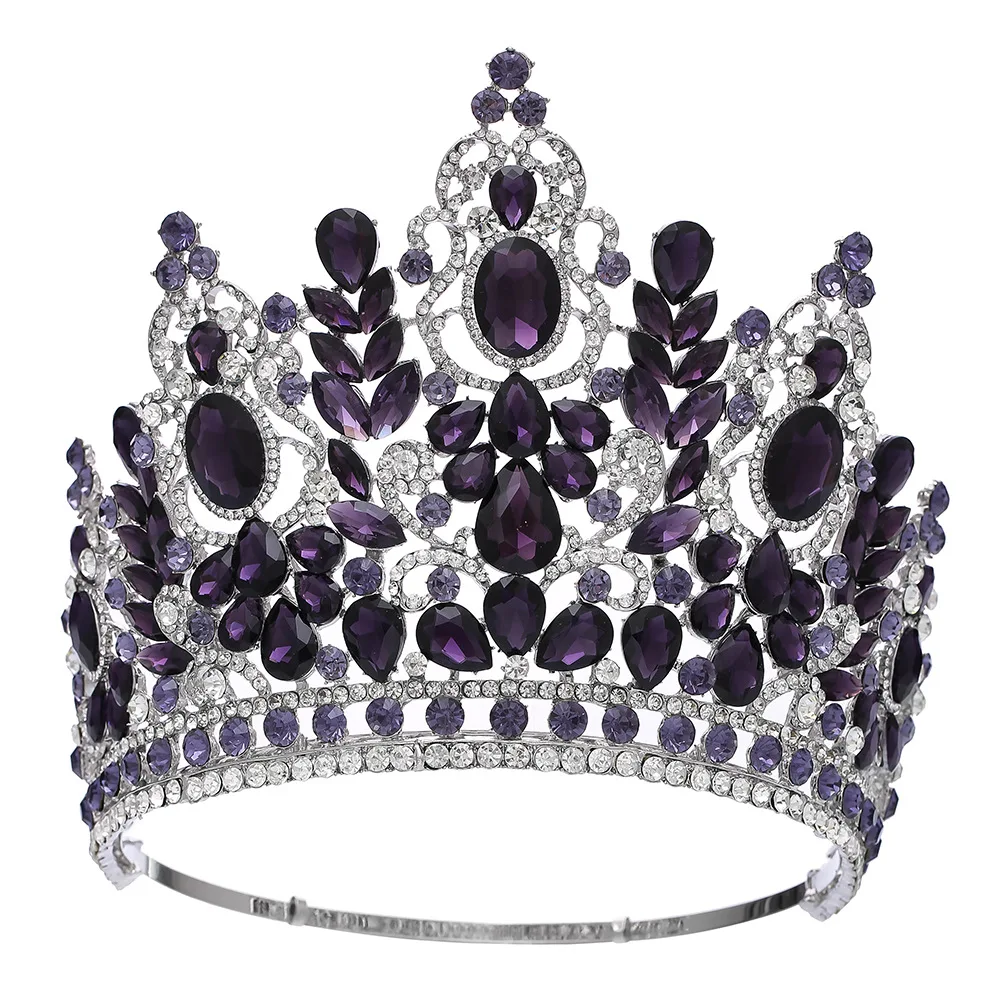 New Baroque Miss Universe Big Round Crown Luxury High Royal Queen Wedding Crowns Crystal Banquet Tiaras Costume Hair Accessories