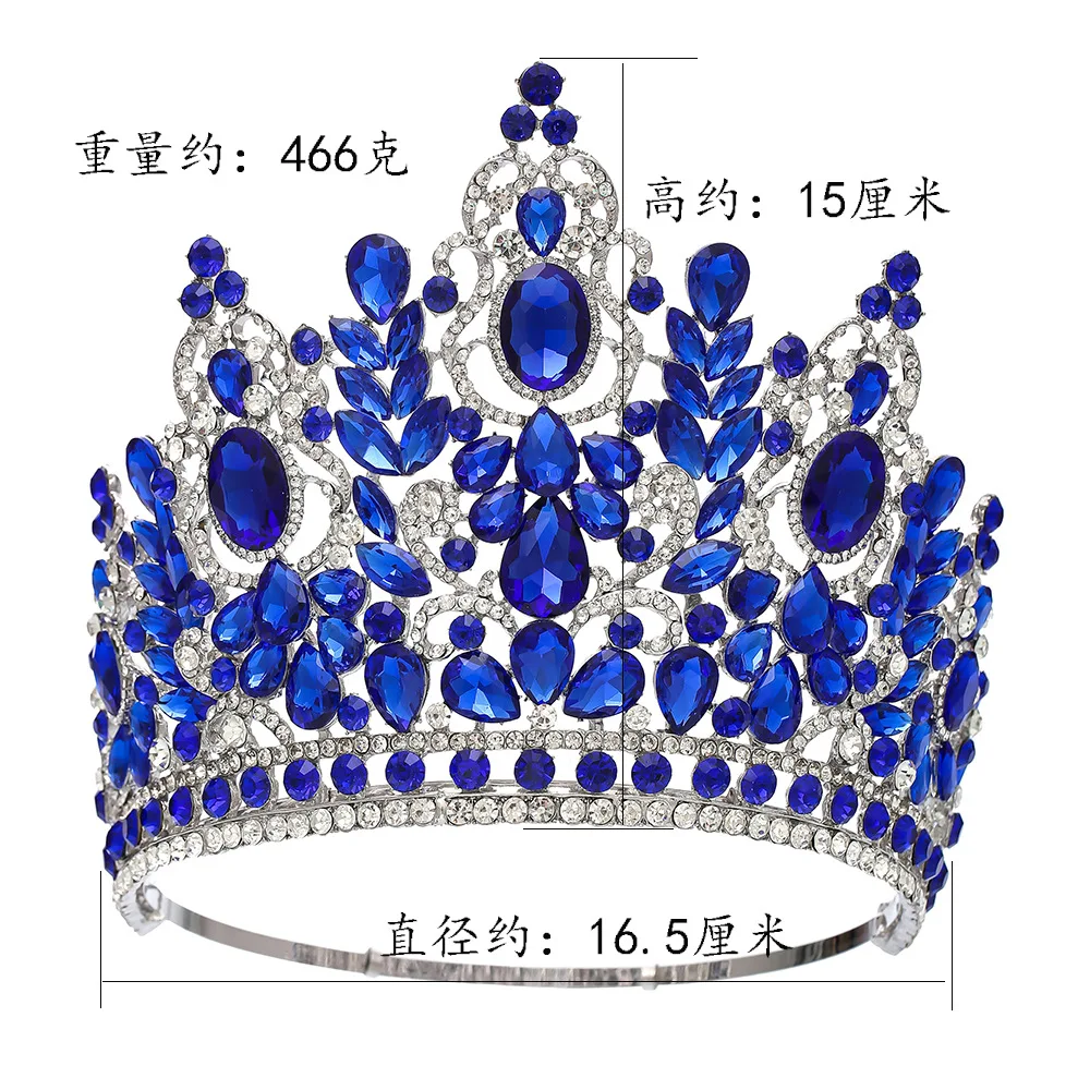 New Baroque Miss Universe Big Round Crown Luxury High Royal Queen Wedding Crowns Crystal Banquet Tiaras Costume Hair Accessories