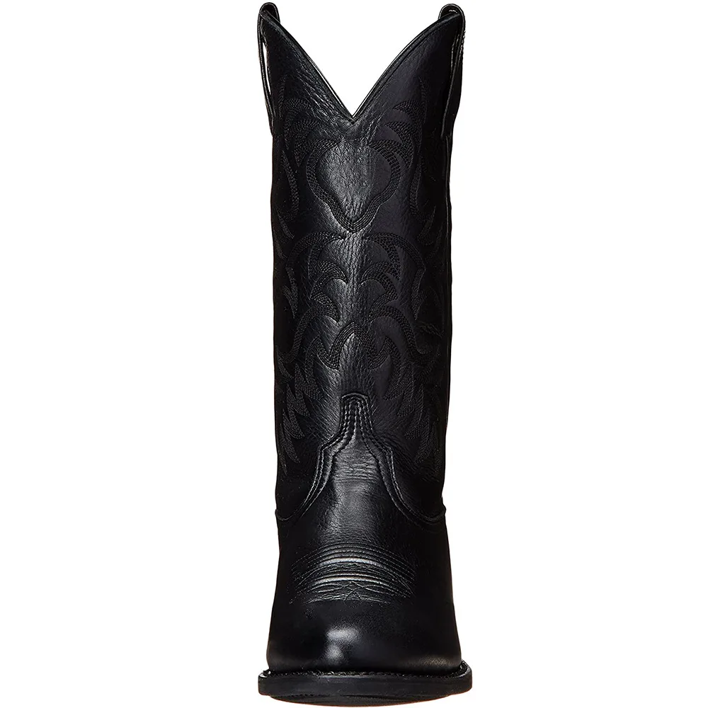Mid-calf Western Boots Men Black Brown Cowboy Boots Handmade Leather Shoes New Punk Man Women Unisex Riding Boots