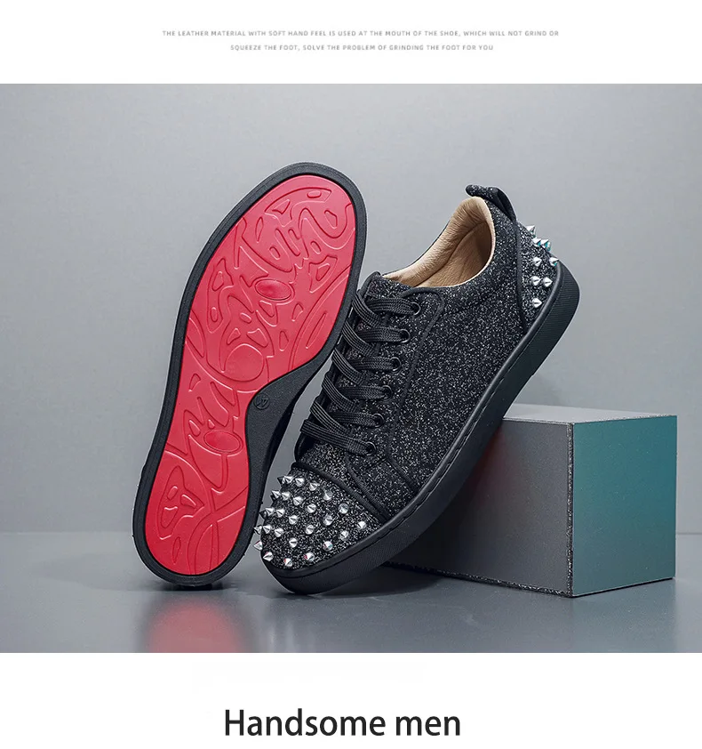 New Street Personality Skate Shoes Men Trend Sneakers Tapered Rivets Casual Studded Trainers Fashion Punk Hip Hop Shoes Man Boy