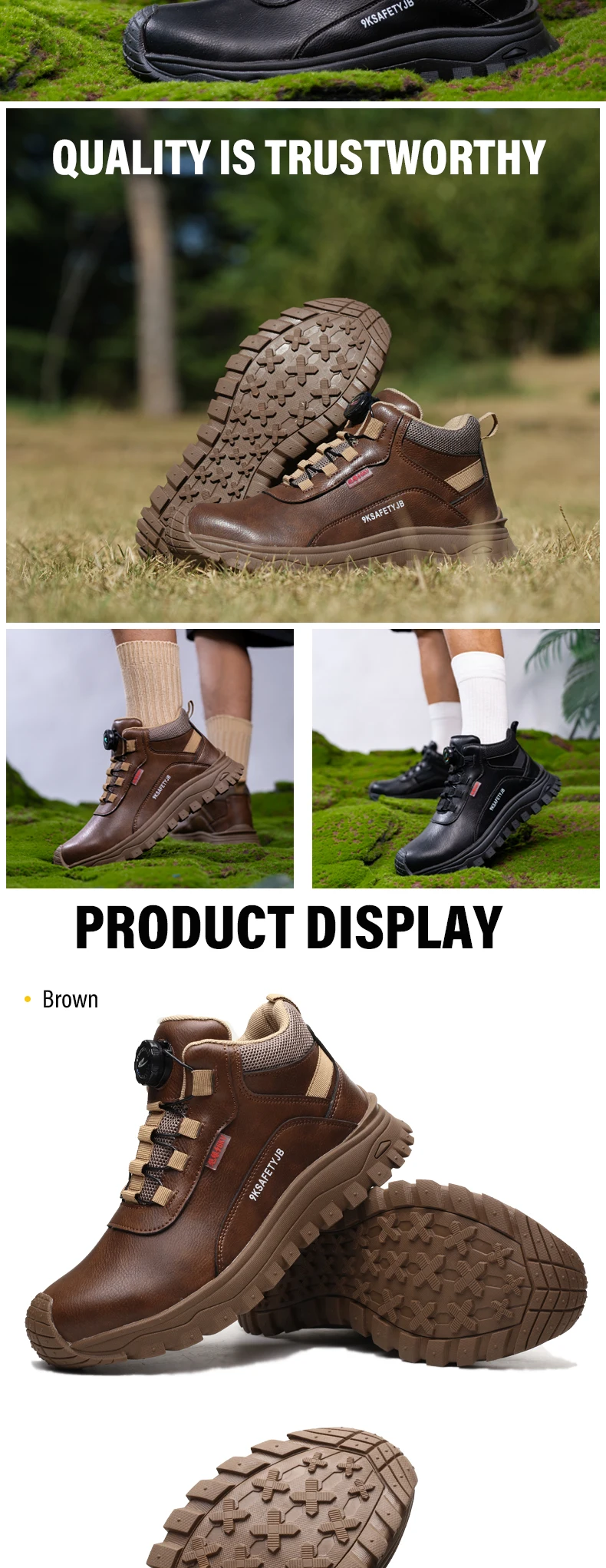 Rotating Button Indestructible Shoes Safety Boots Men Steel Toe Work Boots Waterproof Non-slip Puncture-Proof Protective Shoes