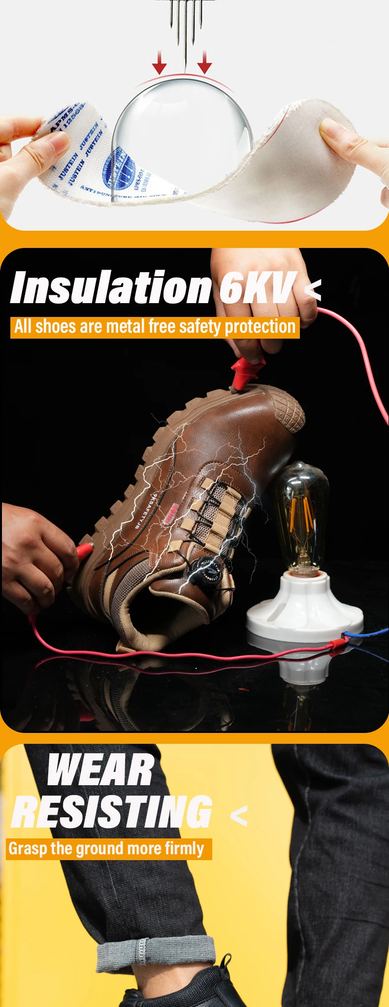 Rotating Button Indestructible Shoes Safety Boots Men Steel Toe Work Boots Waterproof Non-slip Puncture-Proof Protective Shoes