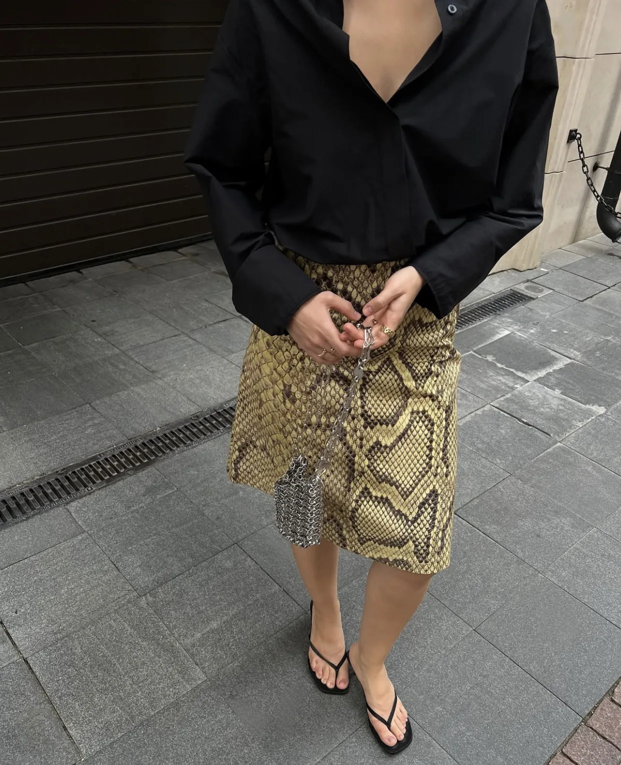 Tossy Snakeskin Printed Fashion Skirt Women's High Waist Slim Contrast Patchwork Commute Streetwear Female Vintage Y2k Skirt