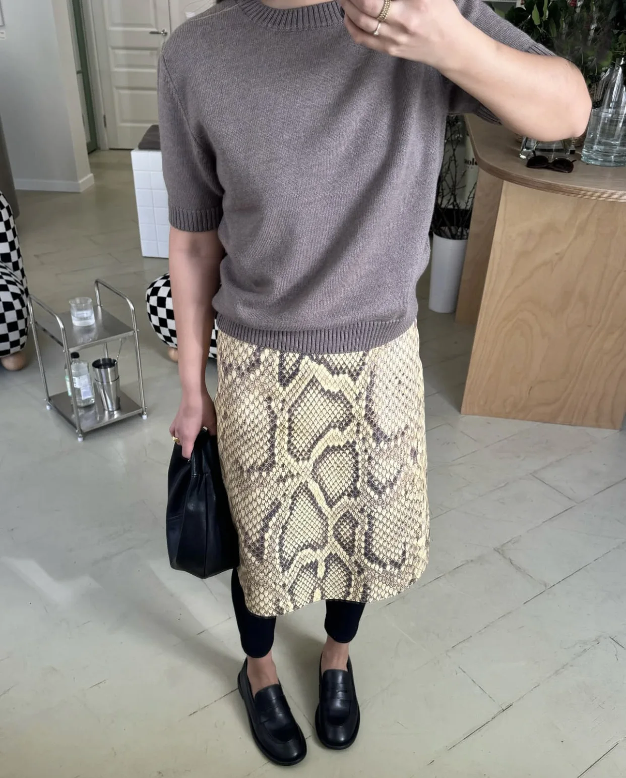 Tossy Snakeskin Printed Fashion Skirt Women's High Waist Slim Contrast Patchwork Commute Streetwear Female Vintage Y2k Skirt