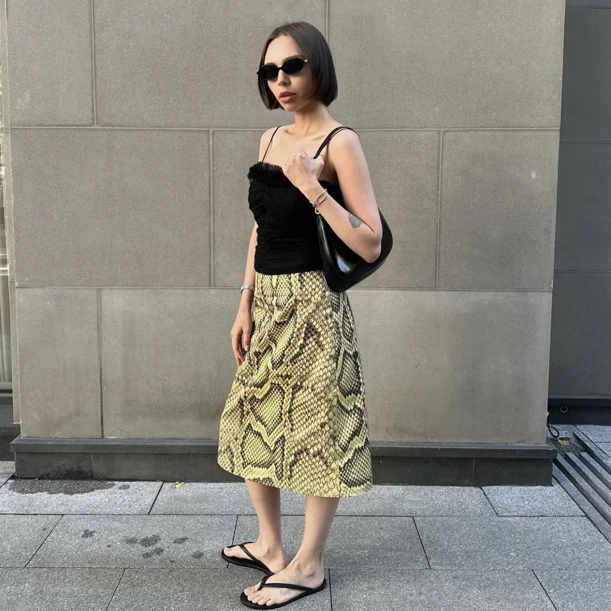 Tossy Snakeskin Printed Fashion Skirt Women's High Waist Slim Contrast Patchwork Commute Streetwear Female Vintage Y2k Skirt