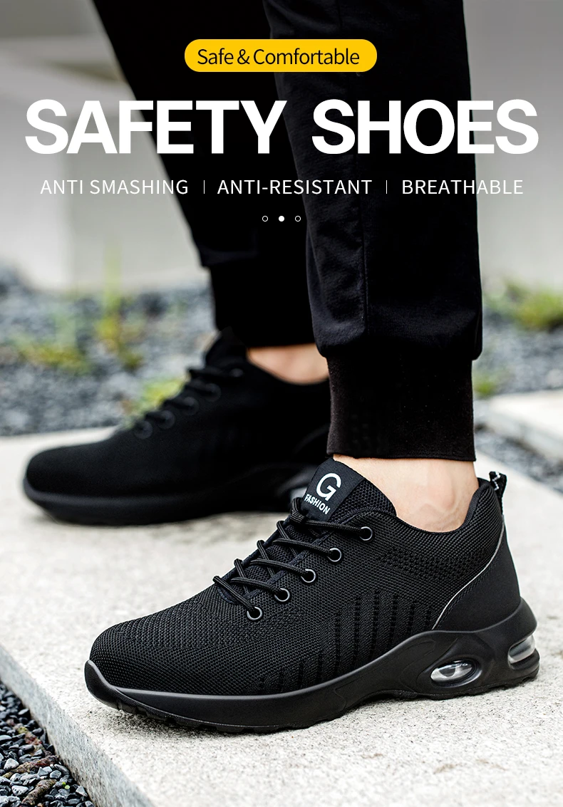 Air Cushion Work Safety Shoes For Men Women Breathable Work Sneakers Steel Toe Shoes Anti-puncture Safety Protective Shoe