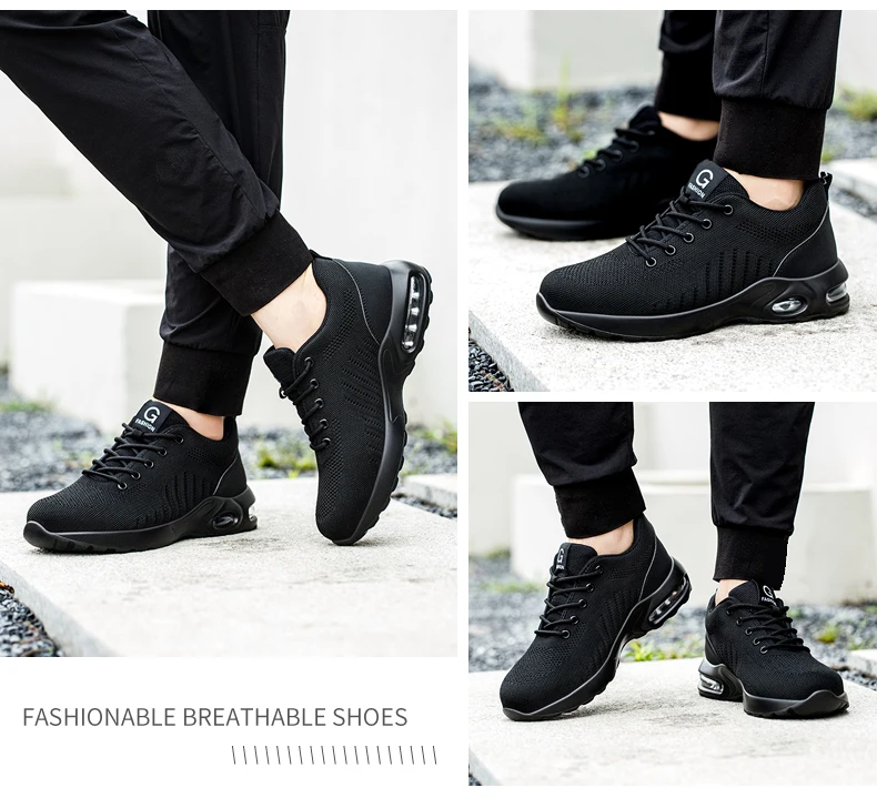 Air Cushion Work Safety Shoes For Men Women Breathable Work Sneakers Steel Toe Shoes Anti-puncture Safety Protective Shoe