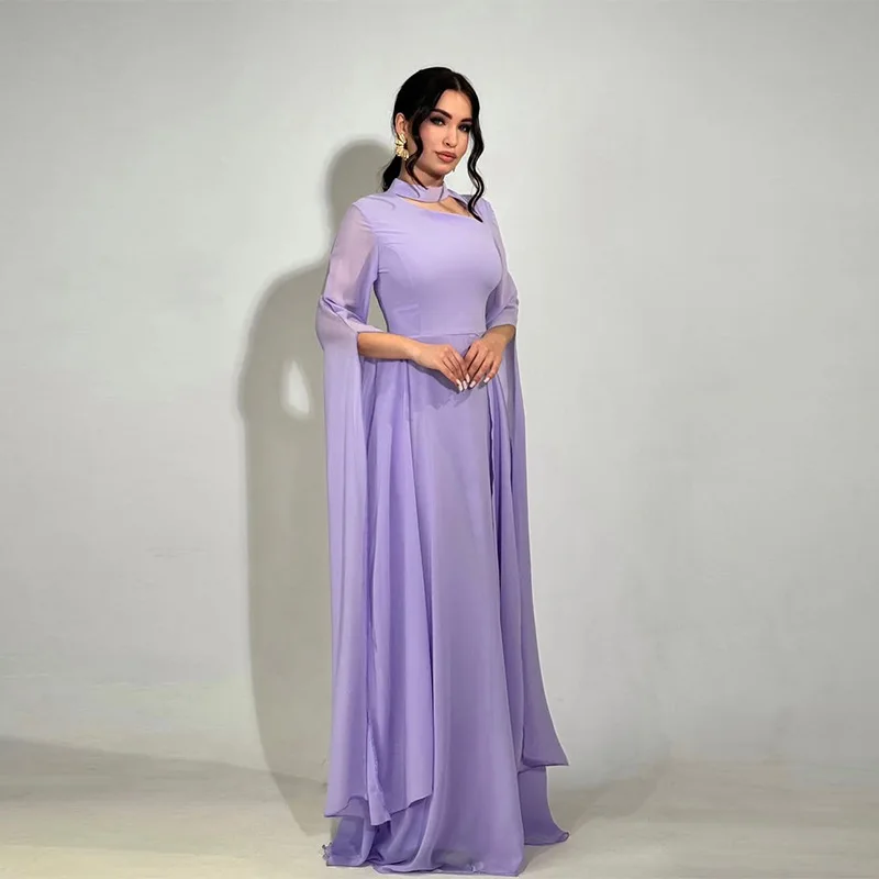Party Dresses Women Long Dress Round Collar Solid Color Lace Up Tight Waist A Line 2025 Female Vestidos Temperament Maxi Gown