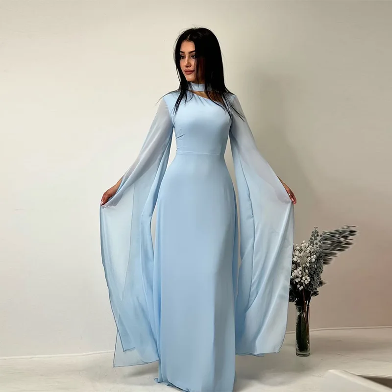 Party Dresses Women Long Dress Round Collar Solid Color Lace Up Tight Waist A Line 2025 Female Vestidos Temperament Maxi Gown