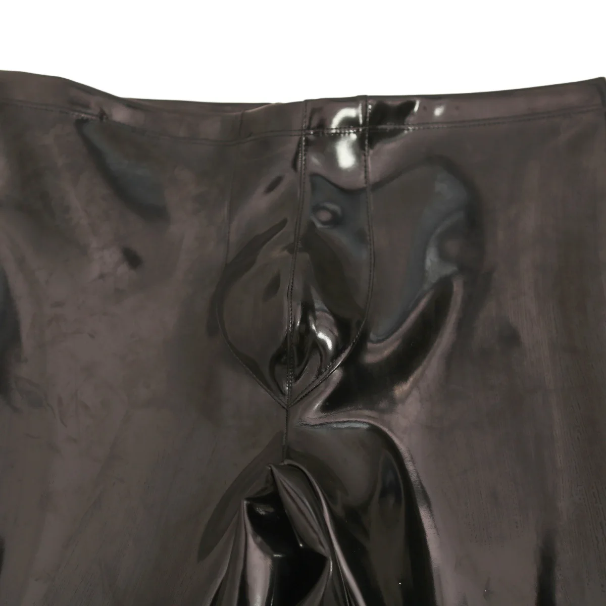 Sexy Men Waterproof PU Elastic Pencil Pants No-clean Double Side Slim Leg Trousers Latex Faux Leather Punk Shaping Pants Plus