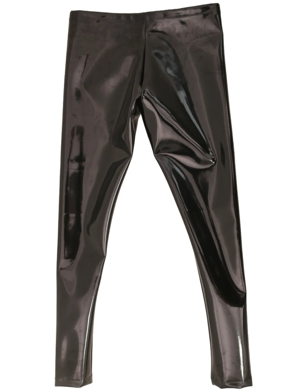 Sexy Men Waterproof PU Elastic Pencil Pants No-clean Double Side Slim Leg Trousers Latex Faux Leather Punk Shaping Pants Plus