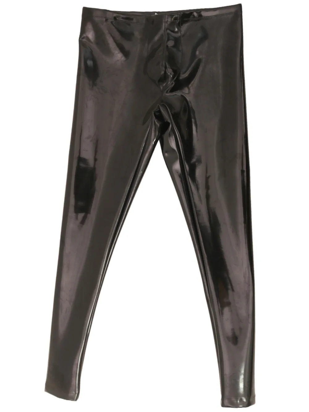 Sexy Men Waterproof PU Elastic Pencil Pants No-clean Double Side Slim Leg Trousers Latex Faux Leather Punk Shaping Pants Plus