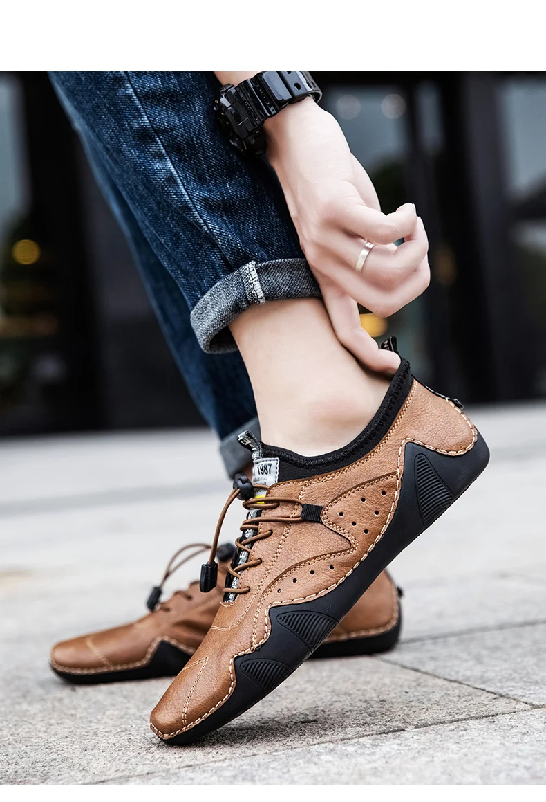 Leather Casual Sneakers for Men Driving Shoes 2024 New Fashion In Waterproof Men Doug Luxury Dress Loafers Shoes Footwear 