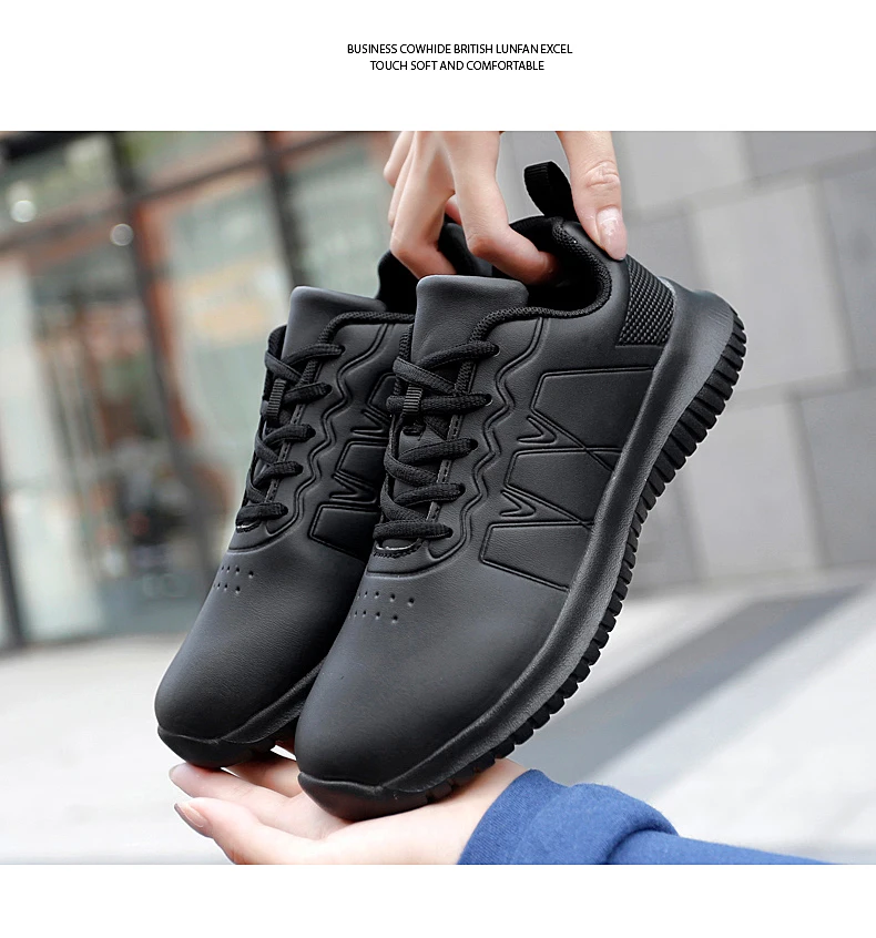 Couple causal Chef Shoes four Season new Lightweight Soft Sole Comfort Oil proof Men and Women's Chef Business Work Leather Shoe